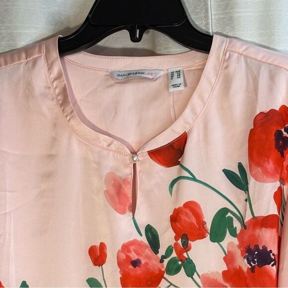 Isaac Mizrahi Live! Floral Printed Stretch Charmeuse Blouse size 18 New - Picture 4 of 10